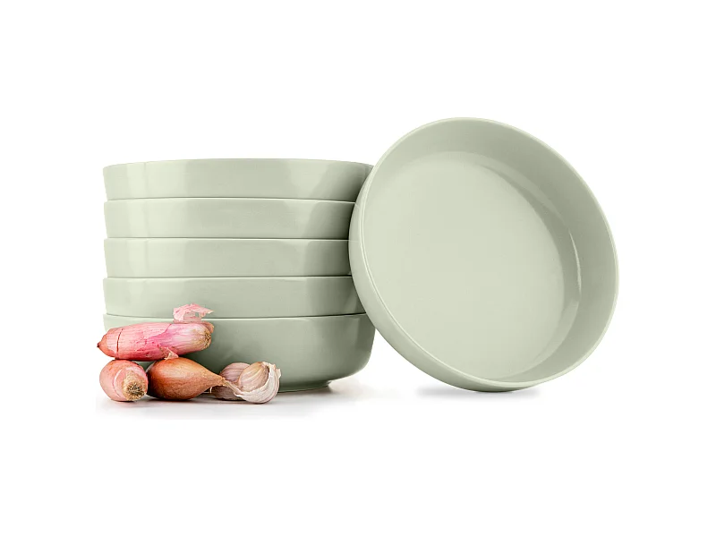 Teller-Set 6-tlg Suppenteller - beige/grün/grau - VICTO