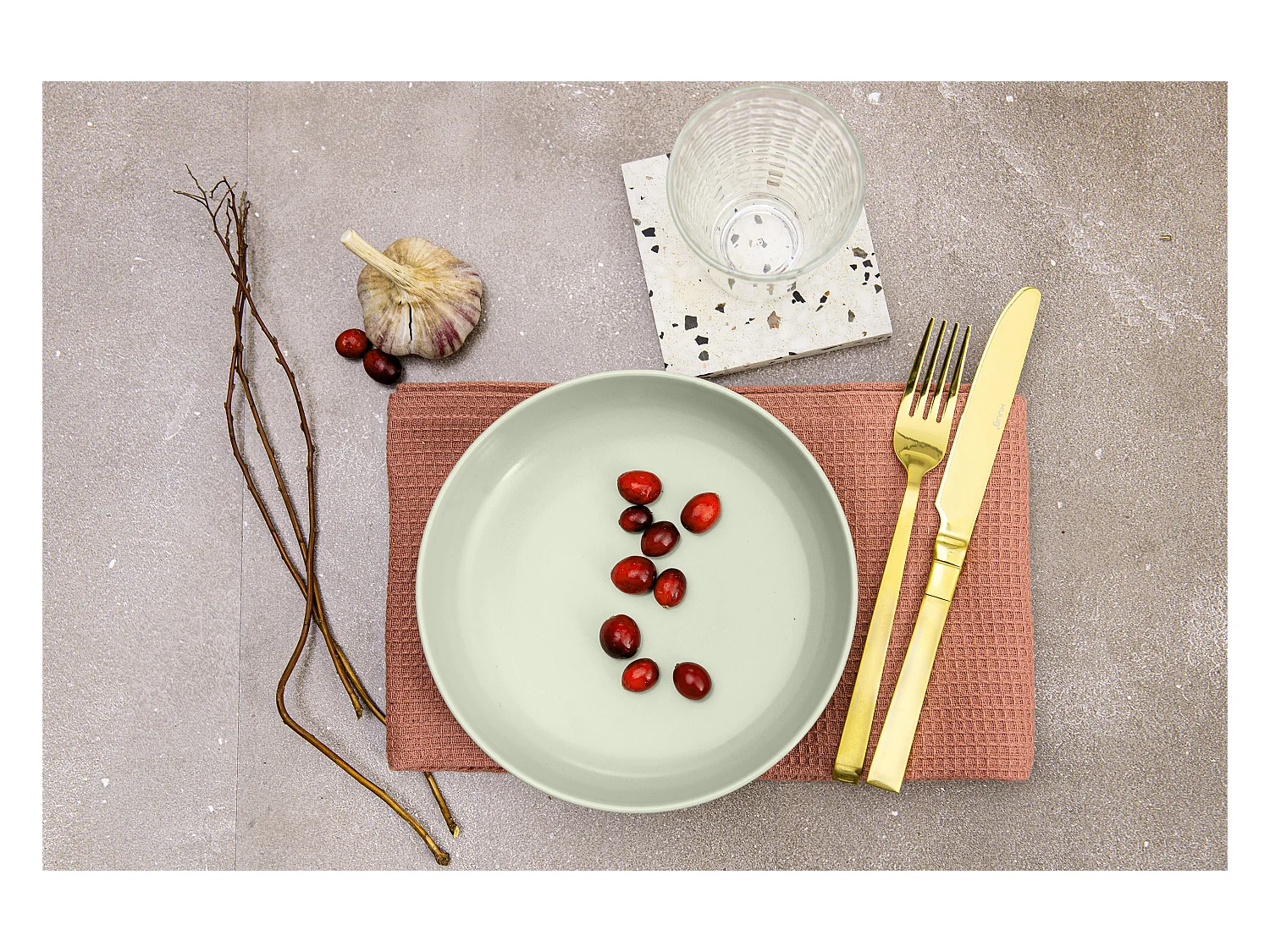 Teller-Set 6-tlg Suppenteller - beige/grün/grau - VICTO