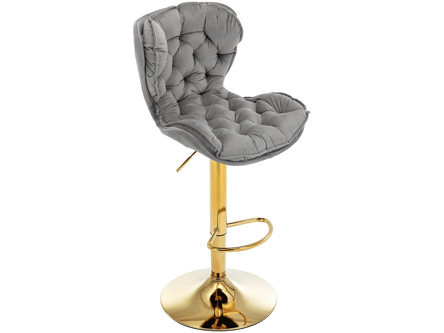 Lot de 6 tabourets de bar - Hauteur Ajustable - Velours - Gris