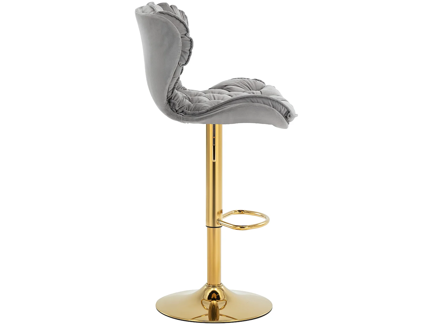 Lot de 6 tabourets de bar - Hauteur Ajustable - Velours - Gris