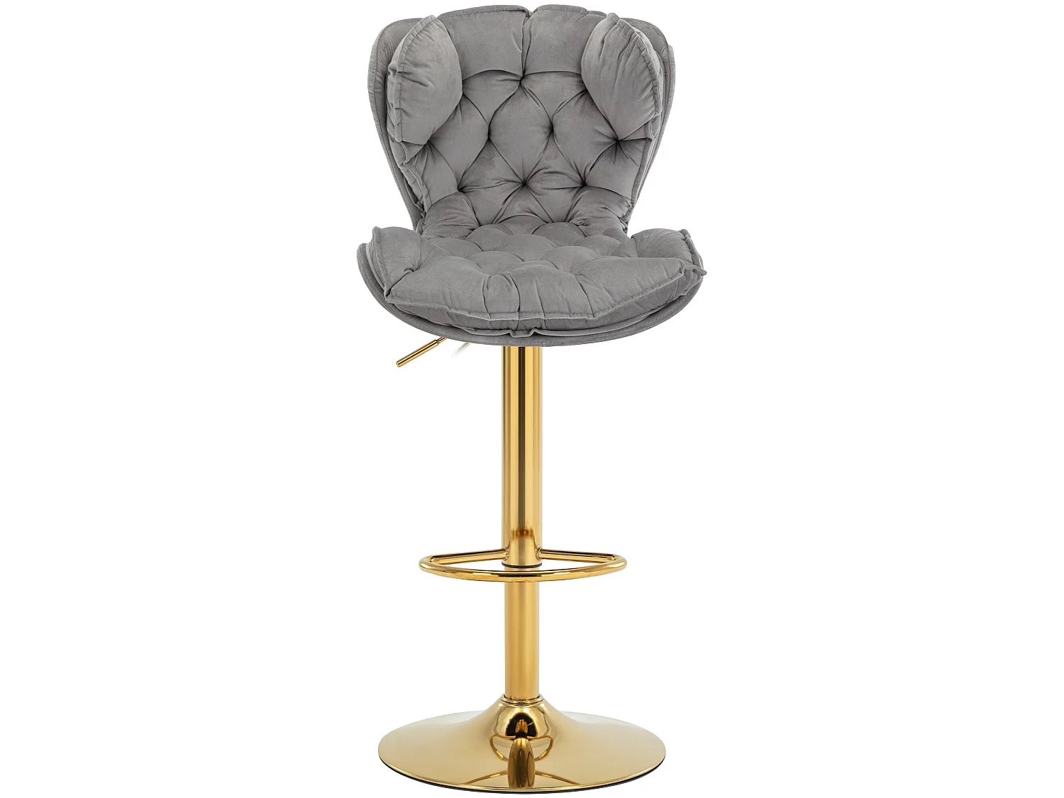 Lot de 6 tabourets de bar - Hauteur Ajustable - Velours - Gris