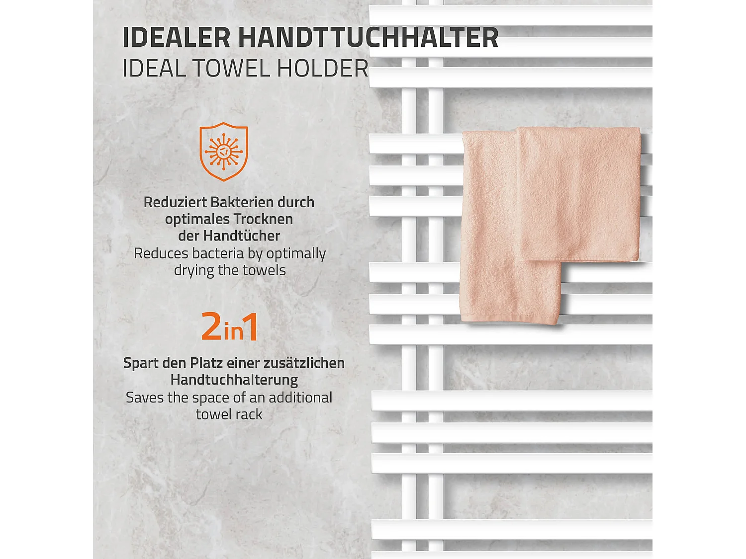 Radiateur de salle de bains design Iron EM 500x1200 mm blanc LuxeBath