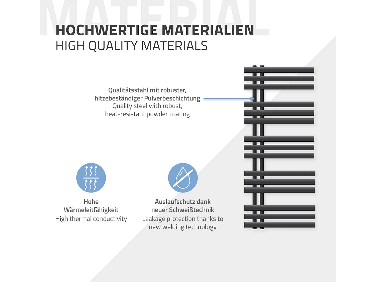 Radiateur de salle de bains design Iron EM 500x1200 mm Anthracite LuxeBath