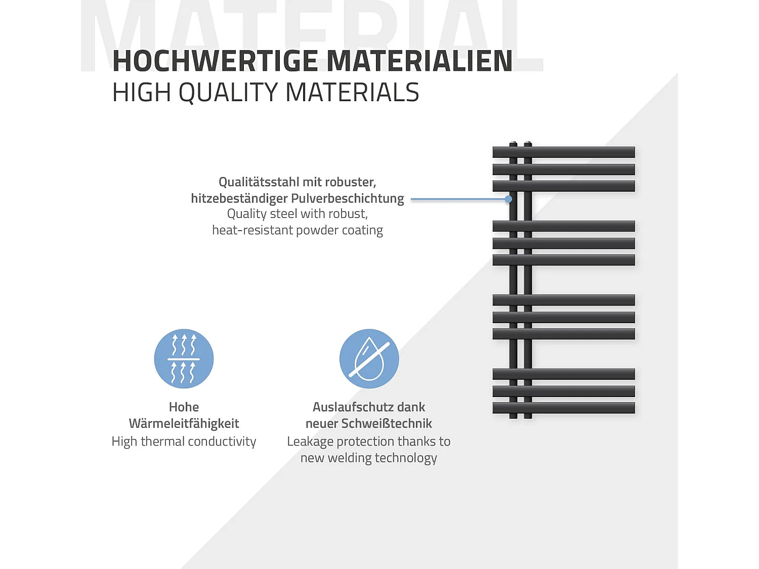 Radiateur de salle de bains design Iron EM 500x1000 mm anthracite LuxeBath