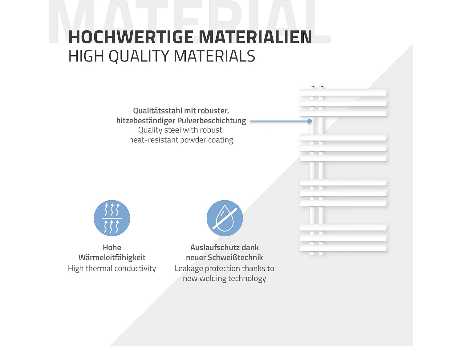 Termoarredo da bagno di design Iron EM 500x1000 mm bianco LuxeBath