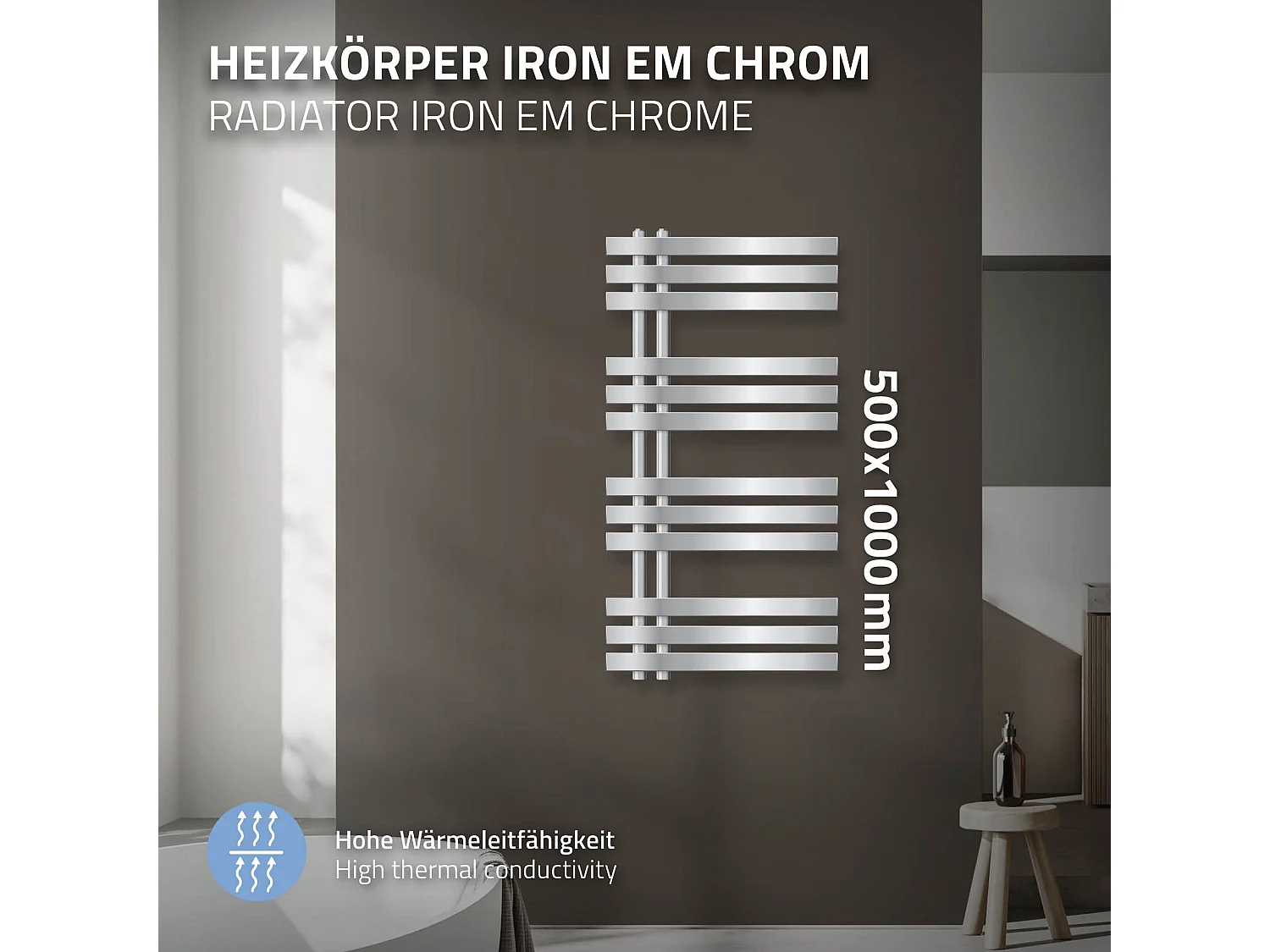 Radiateur de salle de bains design Iron EM 500x1000 mm Chrome LuxeBath