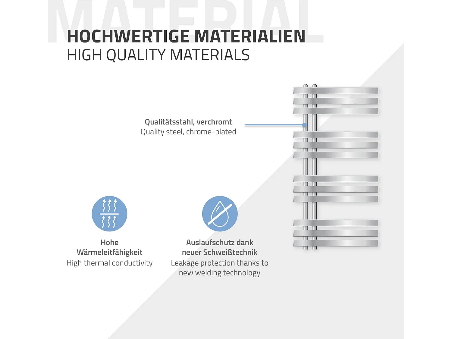 Radiateur de salle de bains design Iron EM 500x1000 mm Chrome LuxeBath