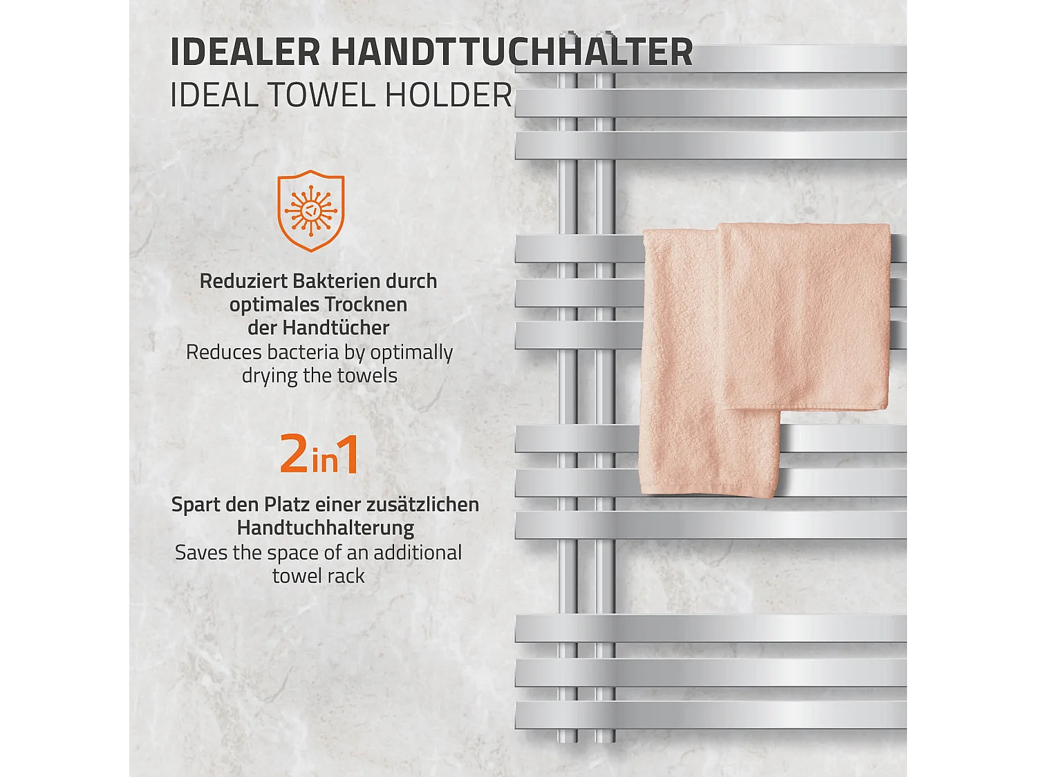 Radiateur de salle de bains design Iron EM 500x1000 mm Chrome LuxeBath