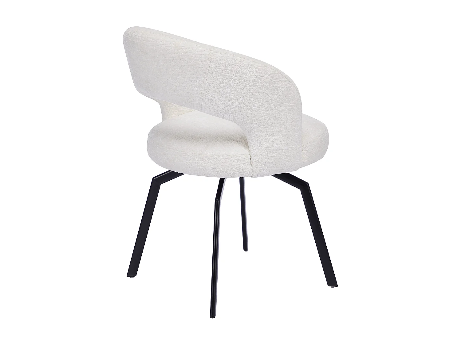 Drehstuhl 2er-Set - Strukturstoff & schwarzes Metall - Cremefarben - MILEANE