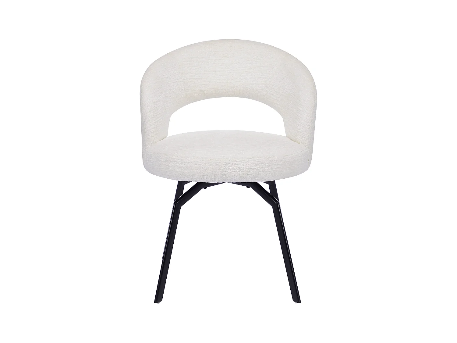 Sæt med 2 drejelige stole i tekstilbetrædning og sort metal - Råhvid - MILEANE