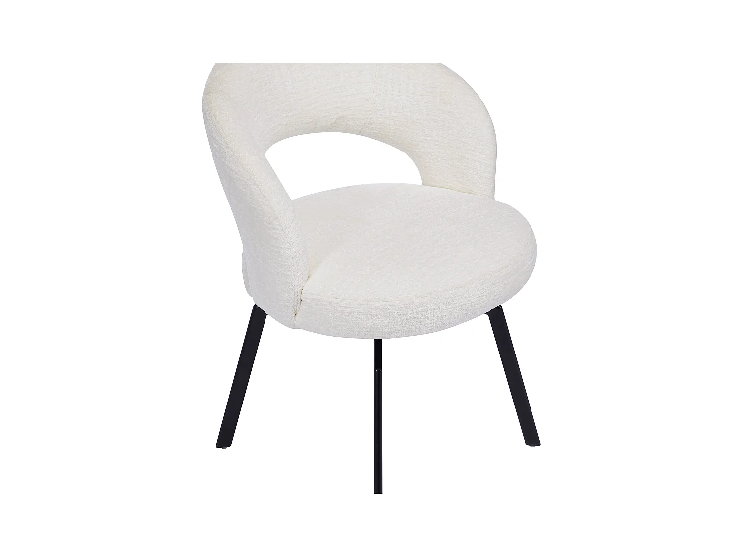 Sæt med 2 drejelige stole i tekstilbetrædning og sort metal - Råhvid - MILEANE