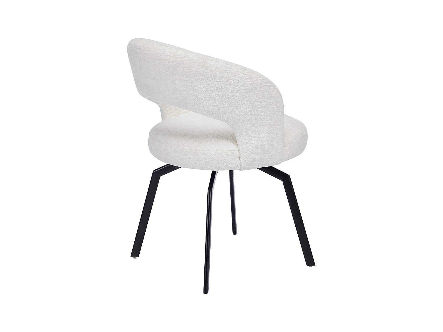 Sæt med 2 drejelige stole i tekstilbetrædning og sort metal - Råhvid - MILEANE