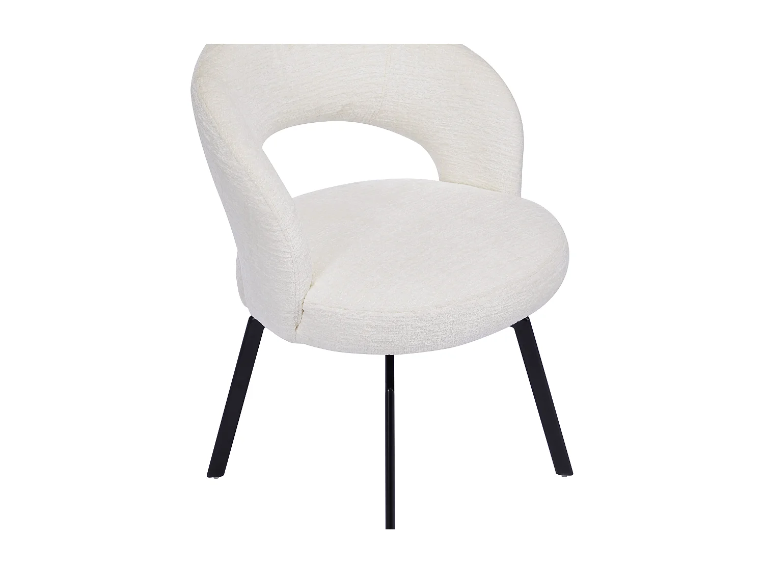 Lot de 2 chaises pivotantes en tissu texturé et métal noir - Crème - MILEANE