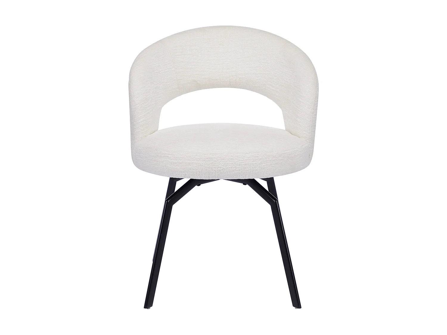 Lot de 2 chaises pivotantes en tissu texturé et métal noir - Crème - MILEANE