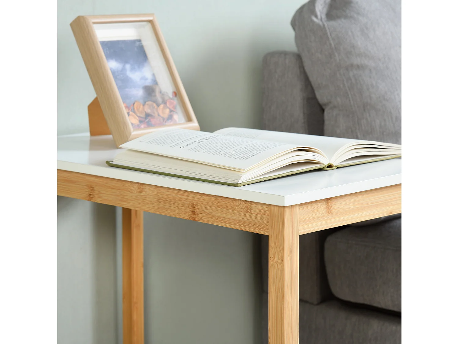 Table à point 2 niveaux bout de canapé bois blanc étagère DEWAR