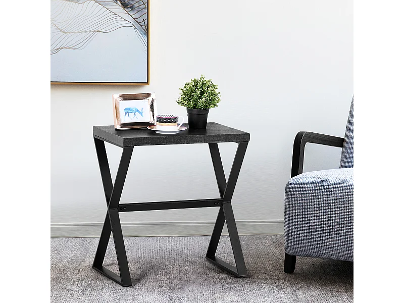 Table à point rectangulaire effet bois noir bout de canapé CARVALHO SIDE TABLE A