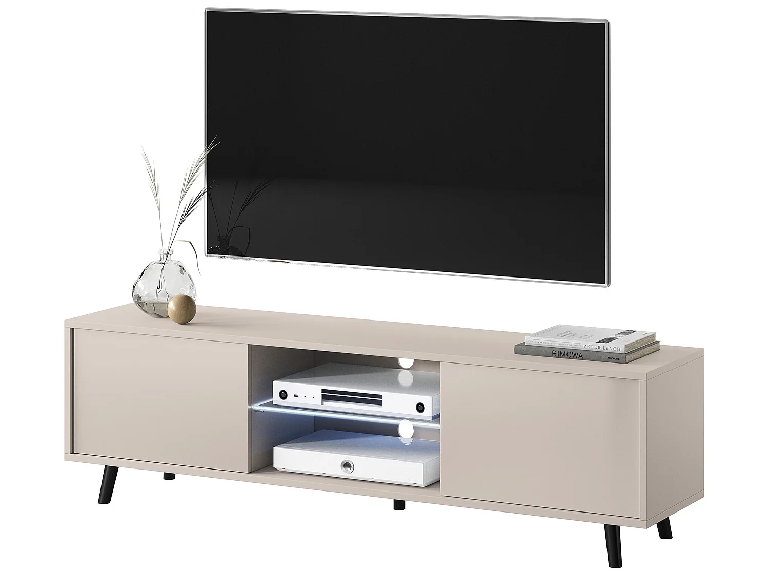 TV-Lowboard - 140 cm - Graubeige mit LED - LEFYR