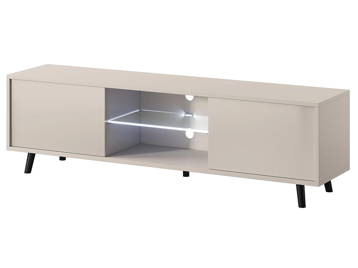 TV-Lowboard - 140 cm - Graubeige mit LED - LEFYR