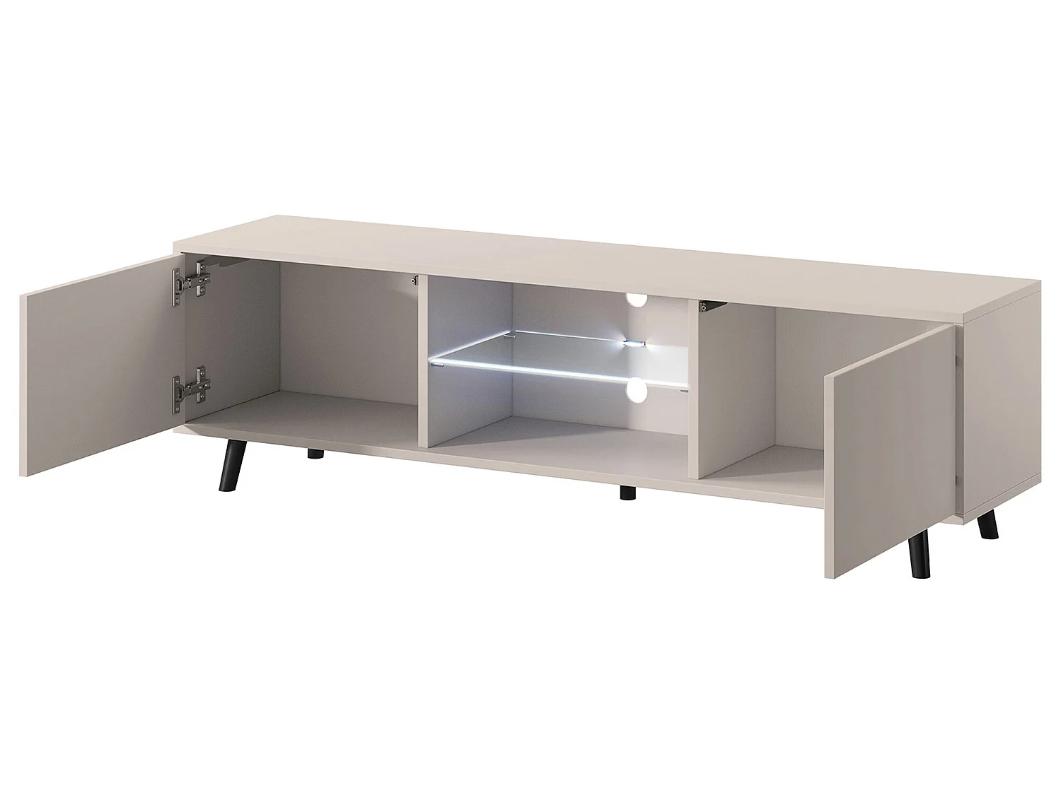 TV-Lowboard - 140 cm - Graubeige mit LED - LEFYR