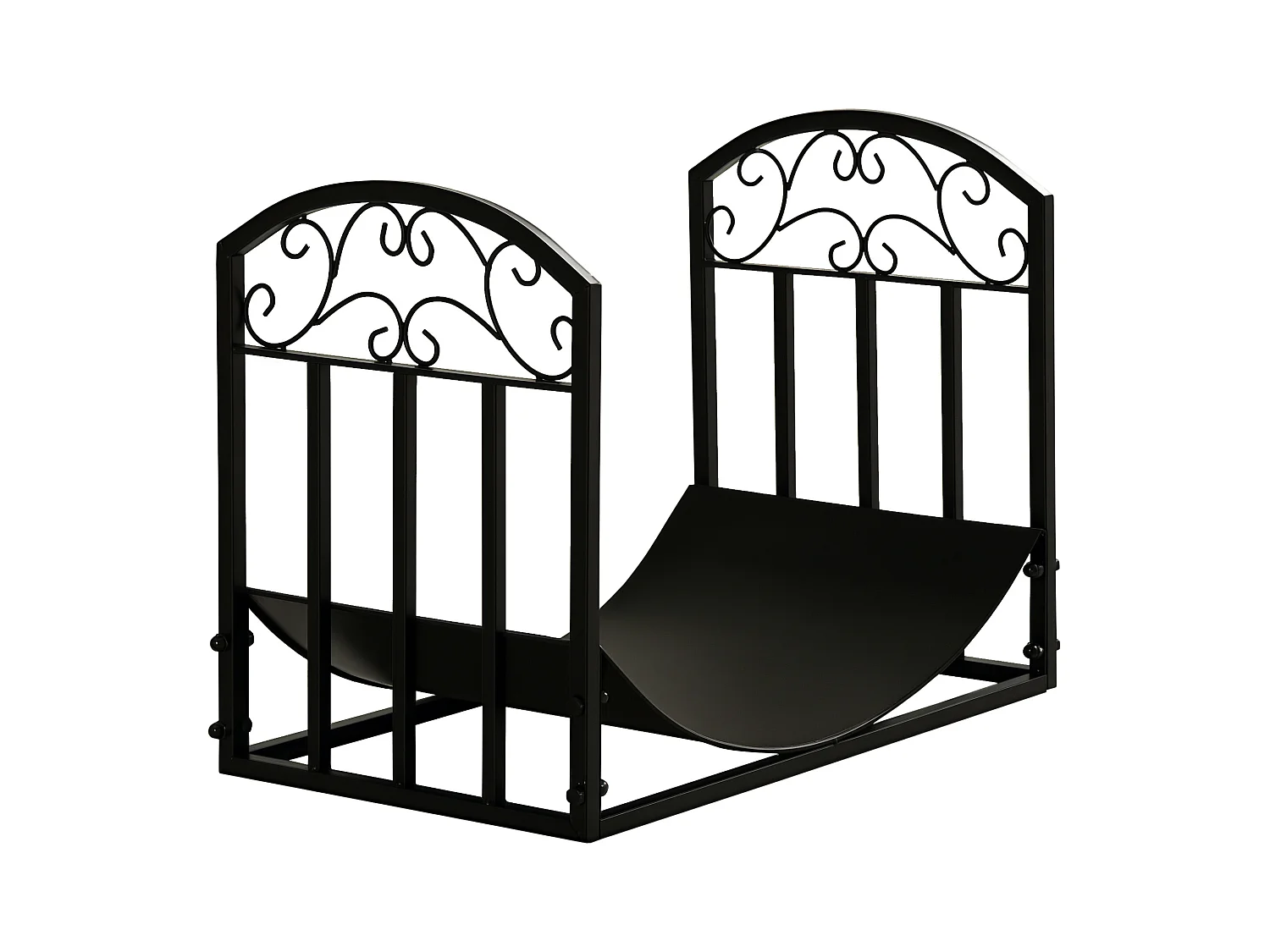 Outsunny Range-bûches rack à bûches style fer forgé dim. 60,5L x 36l x 46,5H cm métal noir