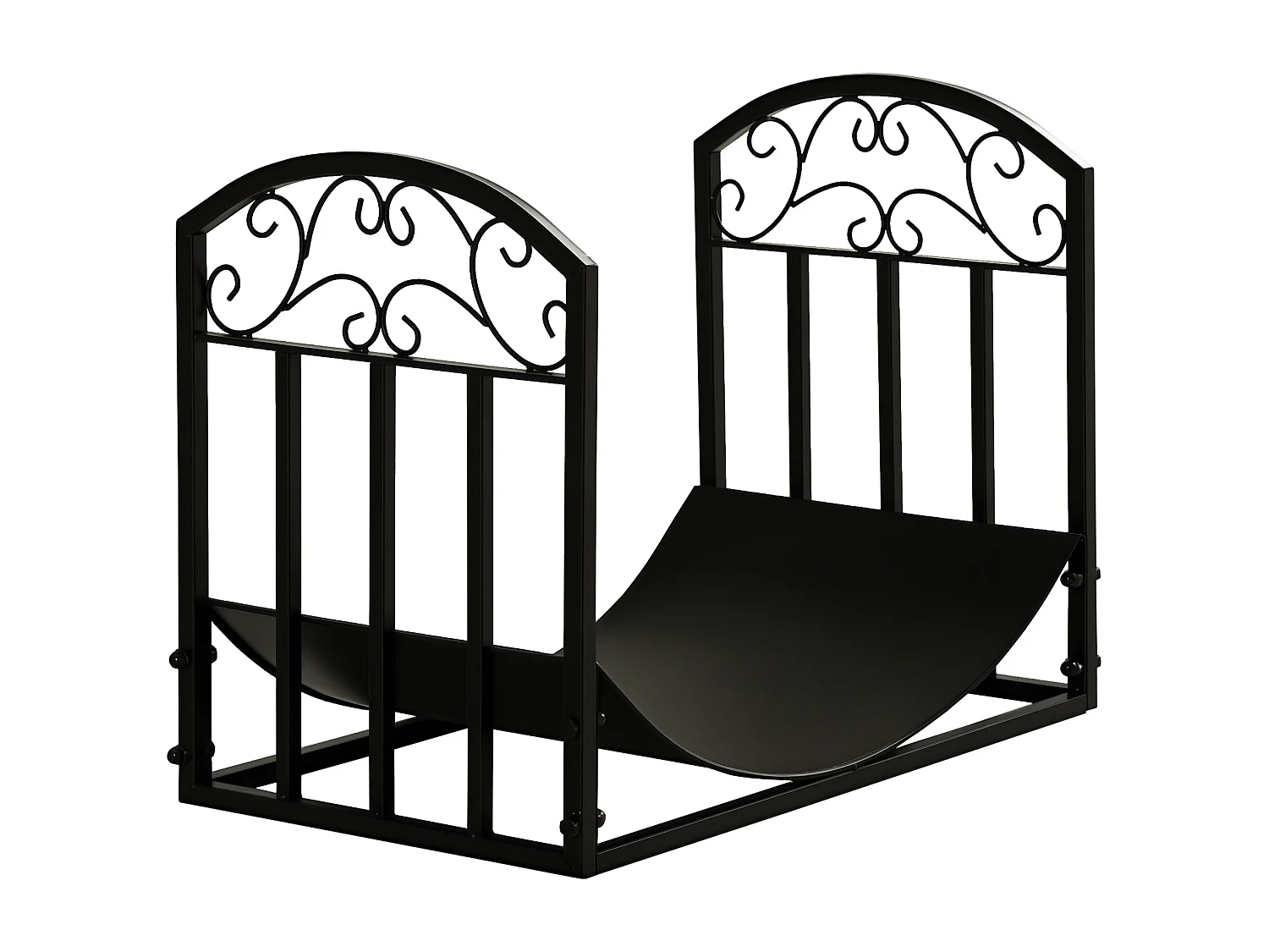 Outsunny Range-bûches rack à bûches style fer forgé dim. 60,5L x 36l x 46,5H cm métal noir