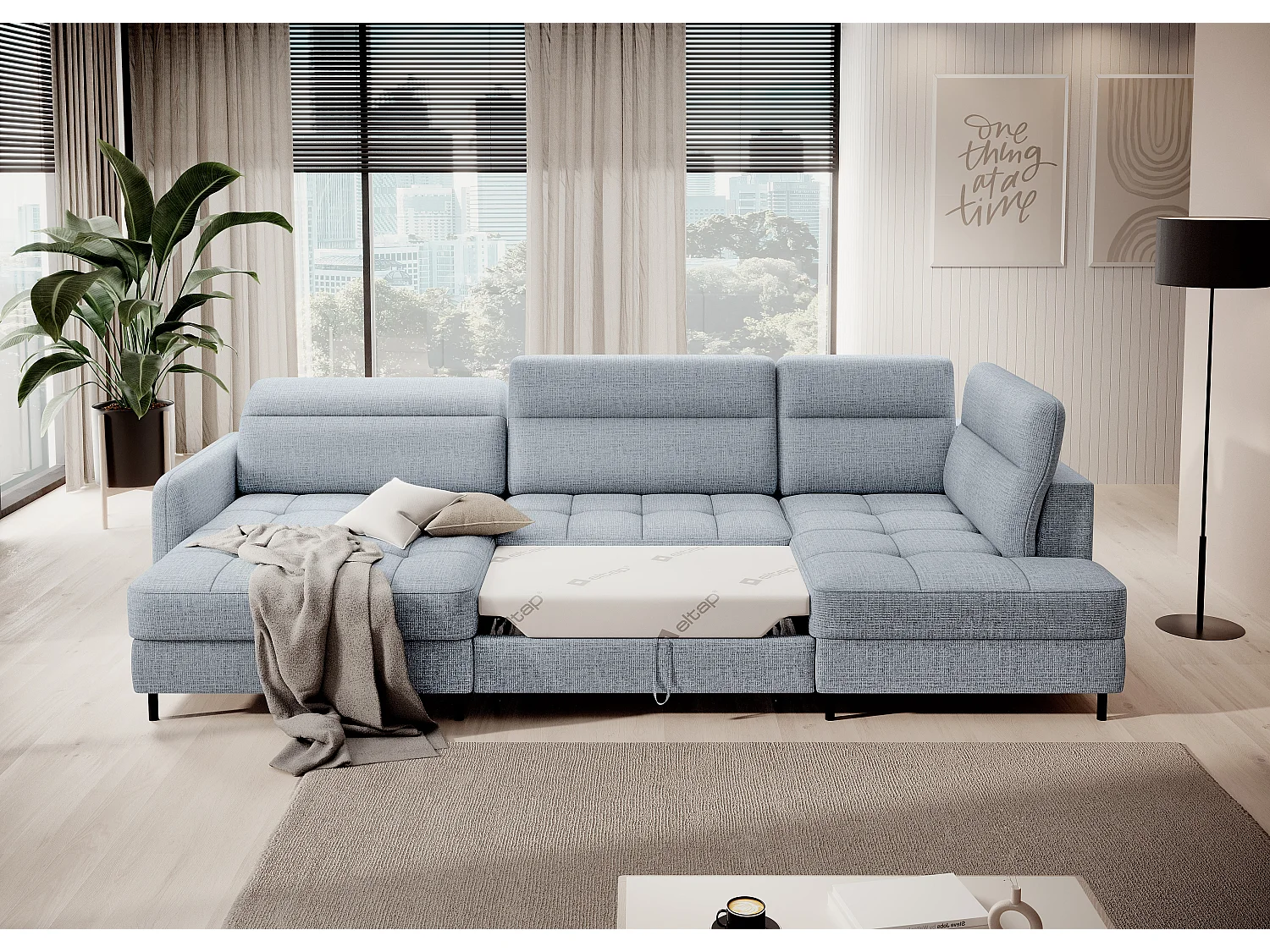 Divano d'angolo Silvio UR/Tessuto-Grigio