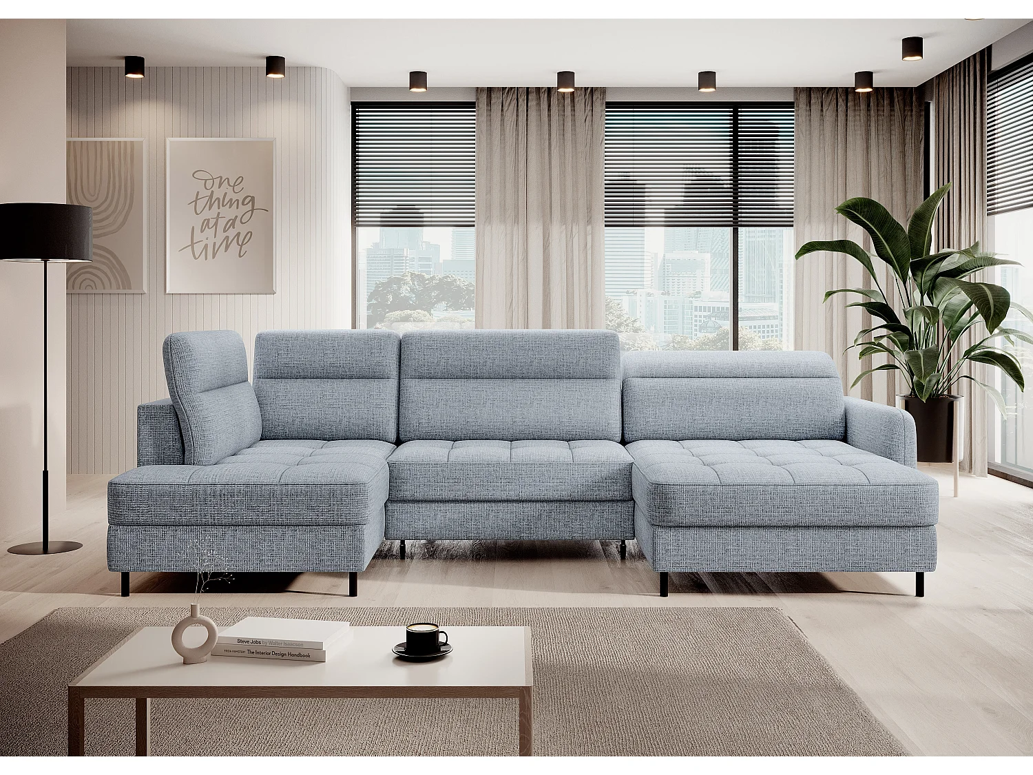 Divano d'angolo Silvio UR/Tessuto-Grigio