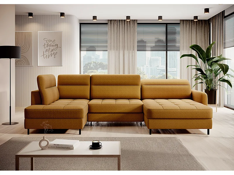 Divano d'angolo Silvio UR/Tessuto-Arancia