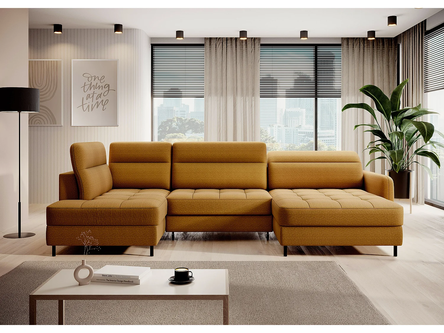 Divano d'angolo Silvio UR/Tessuto-Arancia