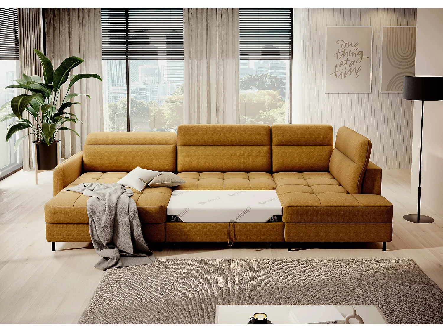 Canapé Corner Silvio UR/Tissu-Orange