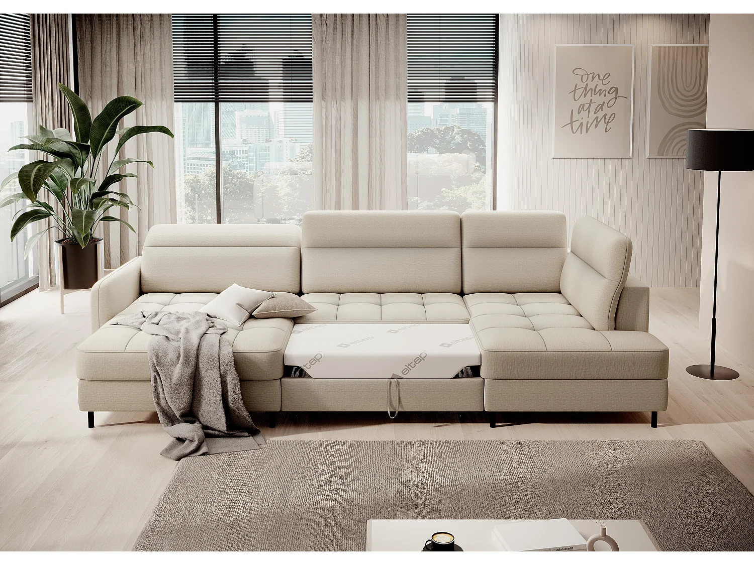 Ecksofa Silvio UR/Stoff-Beige
