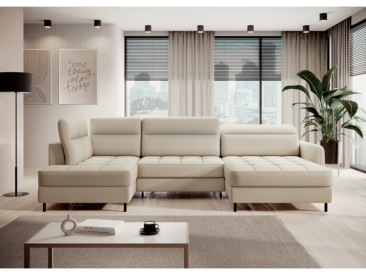 Ecksofa Silvio UR/Stoff-Beige