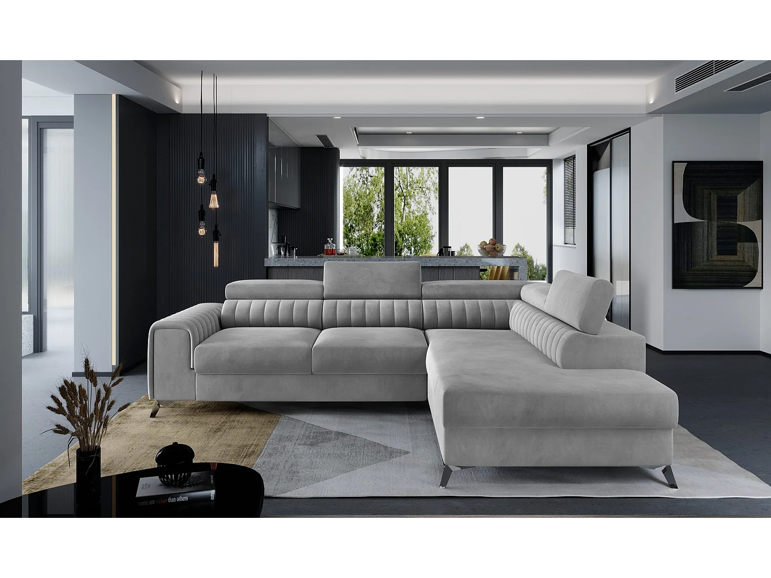 Ecksofa Genova R/Stoffbezug/Grün