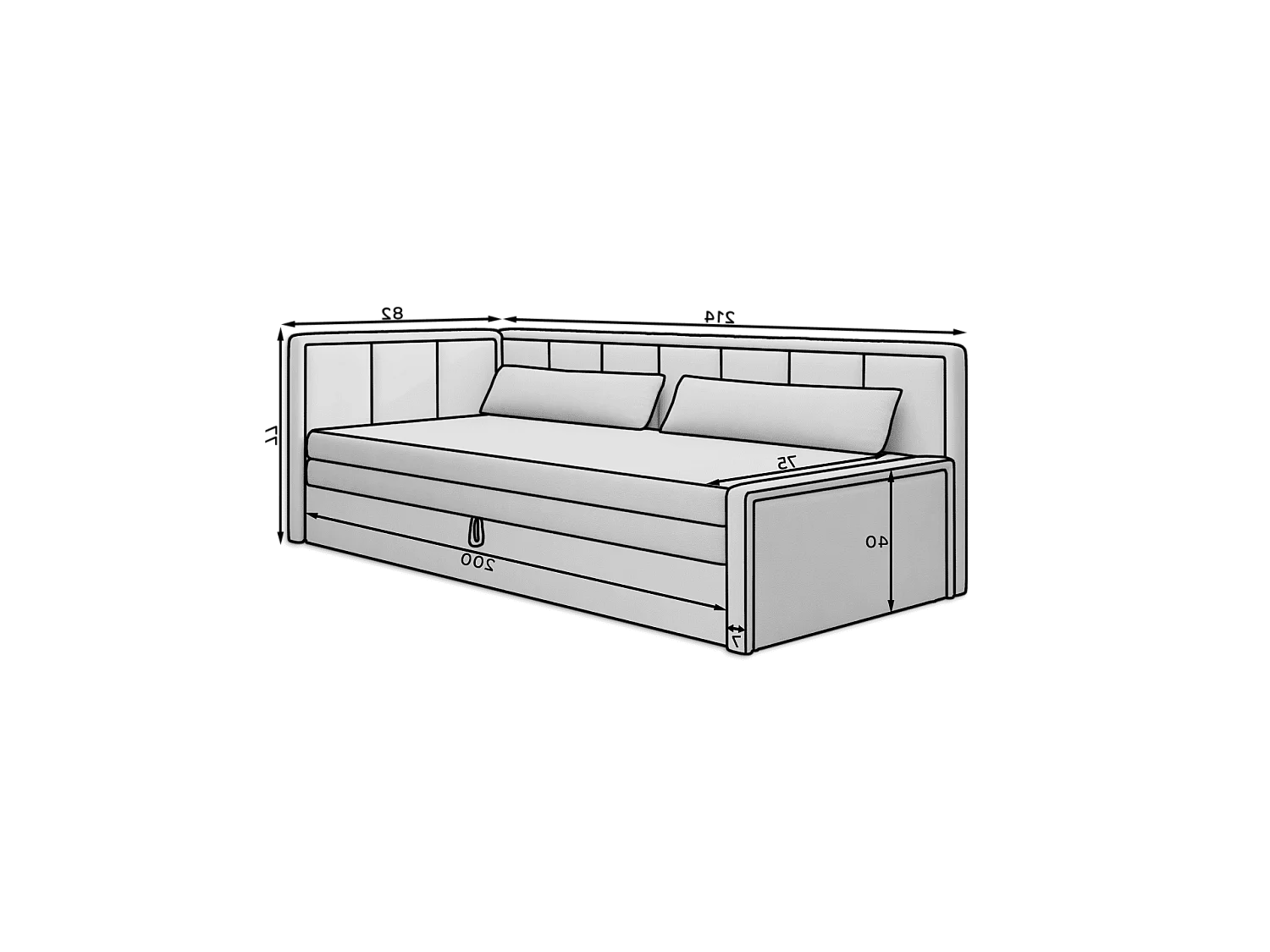 Divano Hugo R/Rivestimento in tessuto/Beige e Antracite