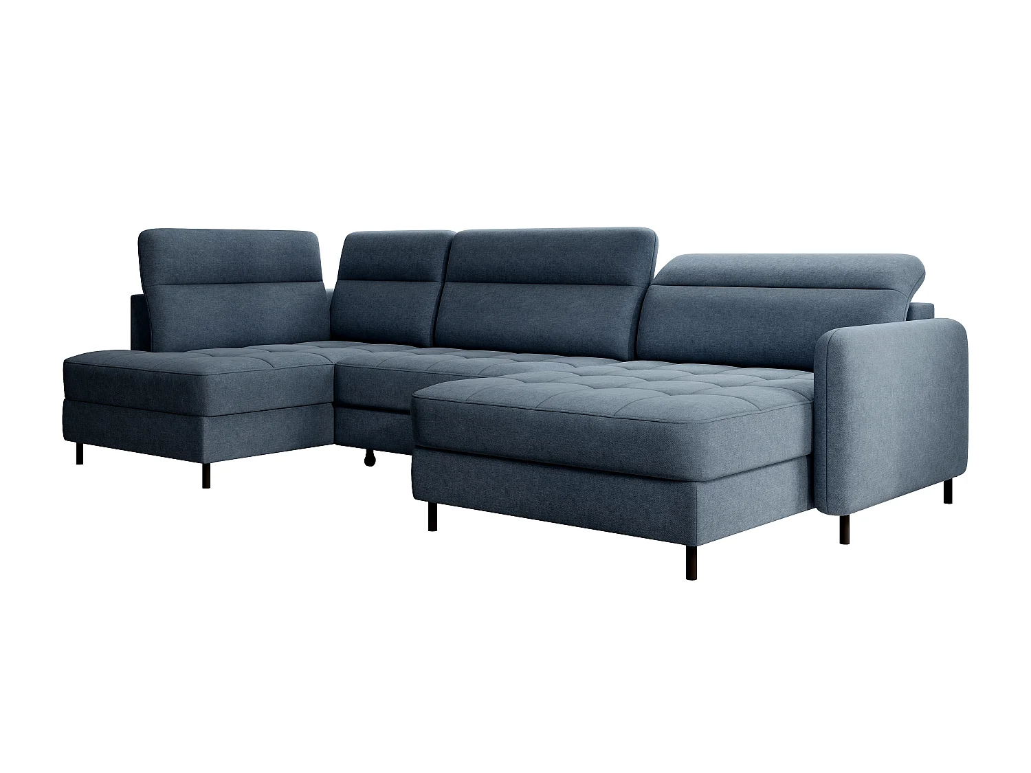 Ecksofa Silvio UR/Stoff-Blau