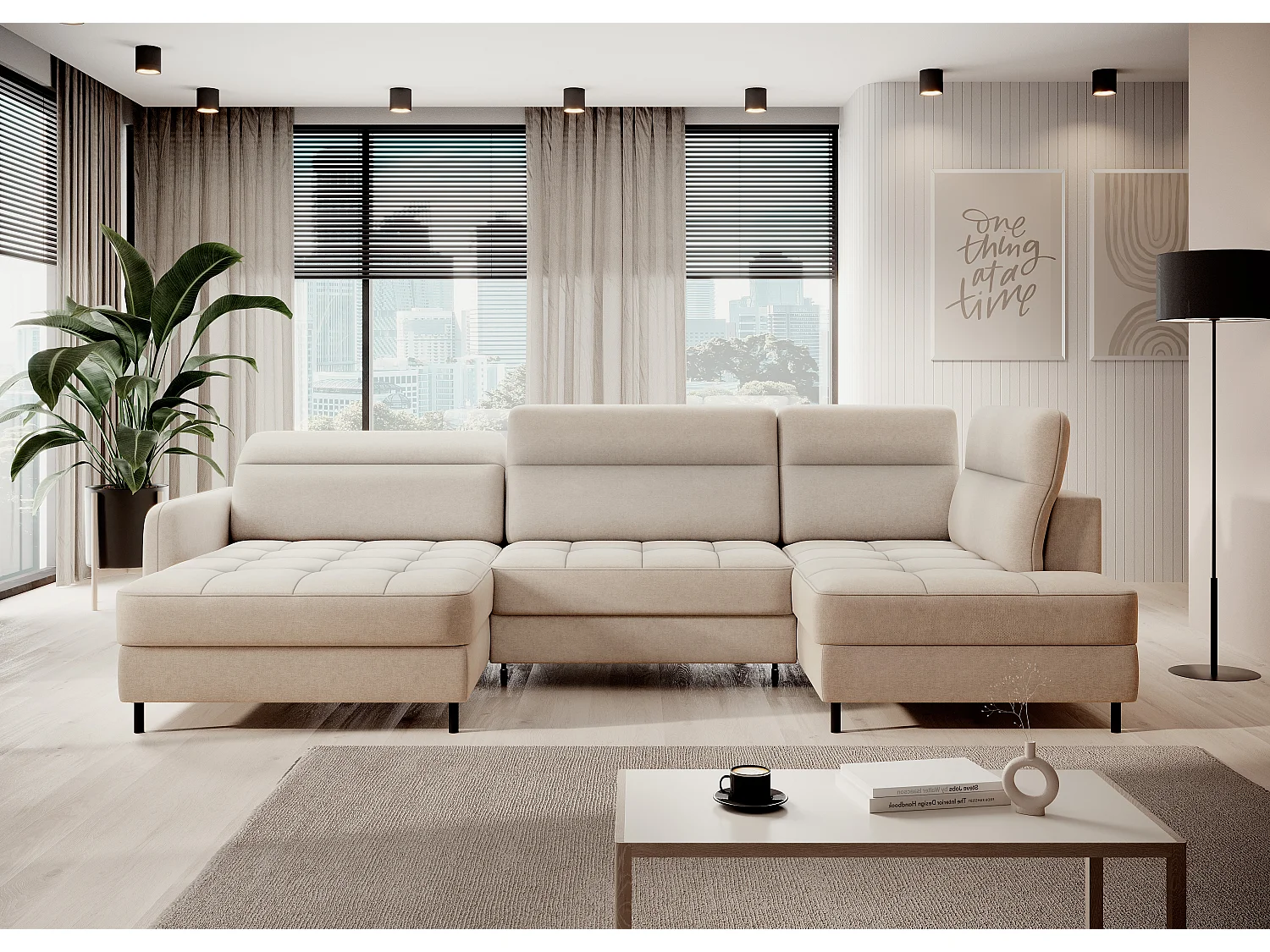 Ecksofa Silvio UL/Stoff-Beige