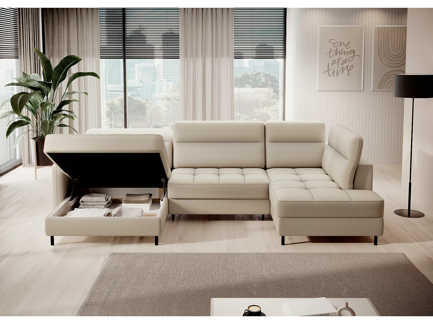 Ecksofa Silvio UL/Stoff-Beige