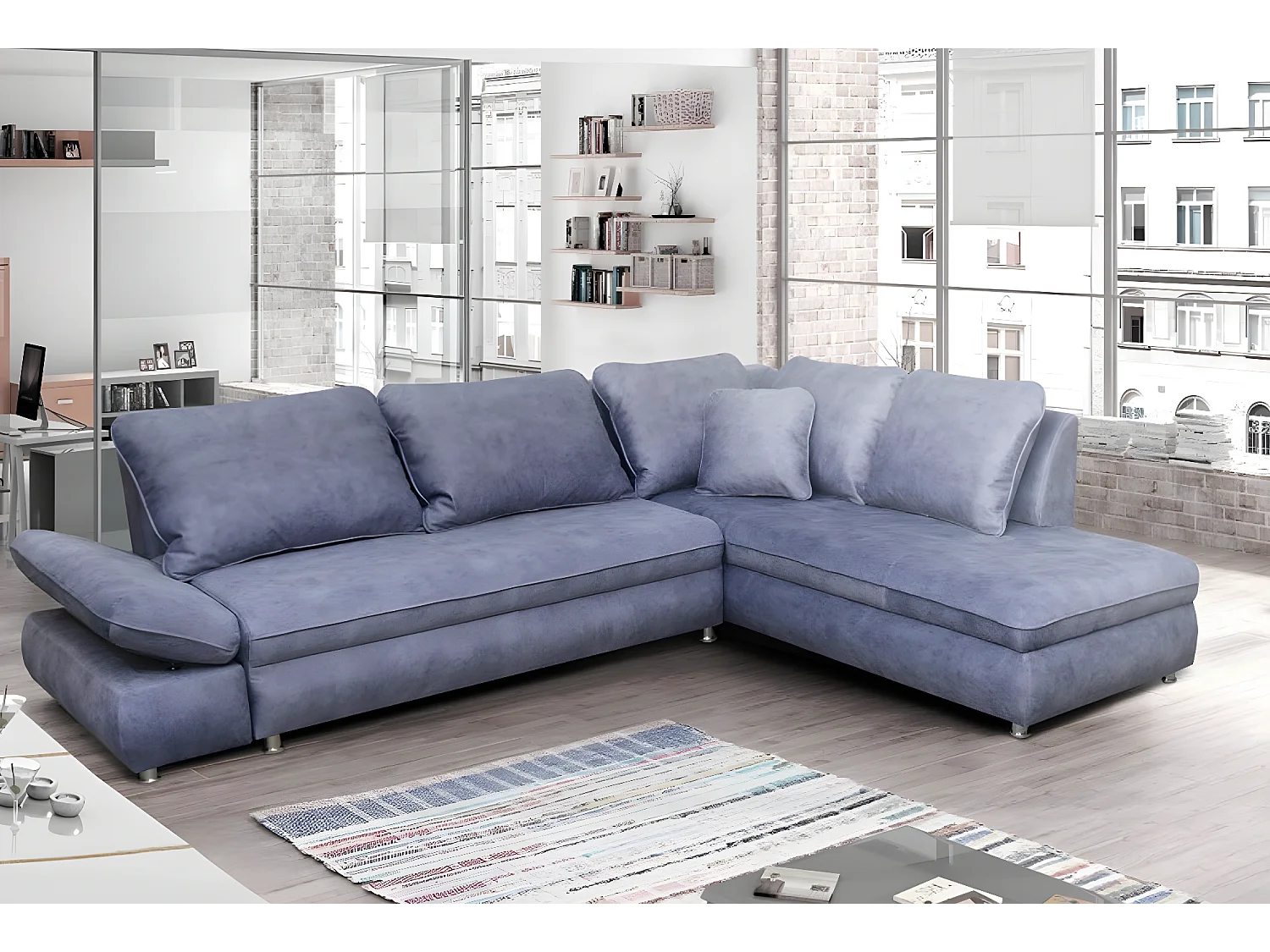 Ecksofa Komo R/Stoffbezug/Braun