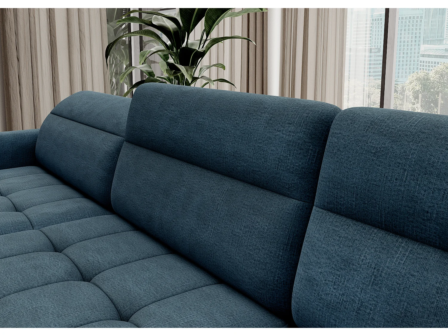 Ecksofa Silvio UL/Stoff-Blau