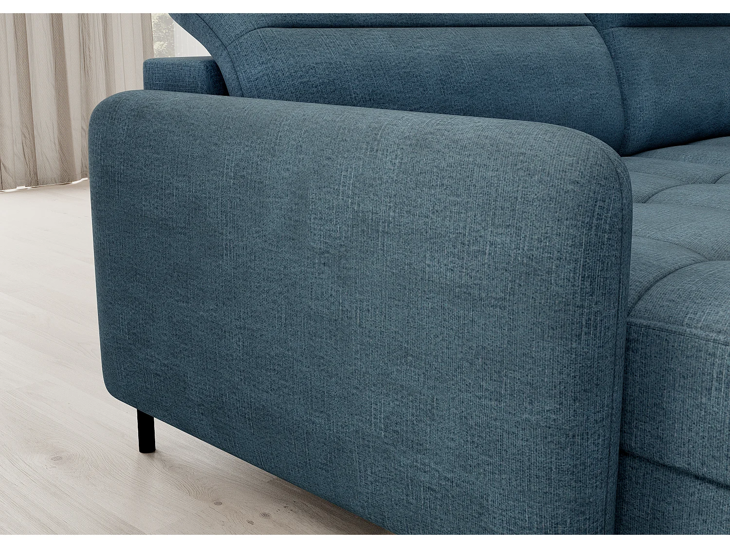 Ecksofa Silvio UL/Stoff-Blau
