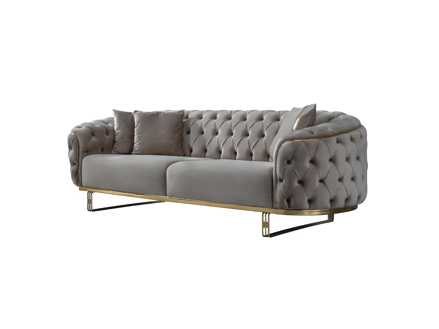 3 Pers. Couch Ludvig/Stoff-Grau&Gold