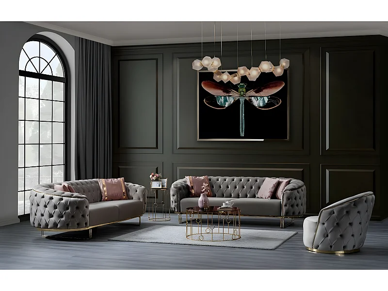 Ludvig (Set 3+3+1)/Tissu-Gris