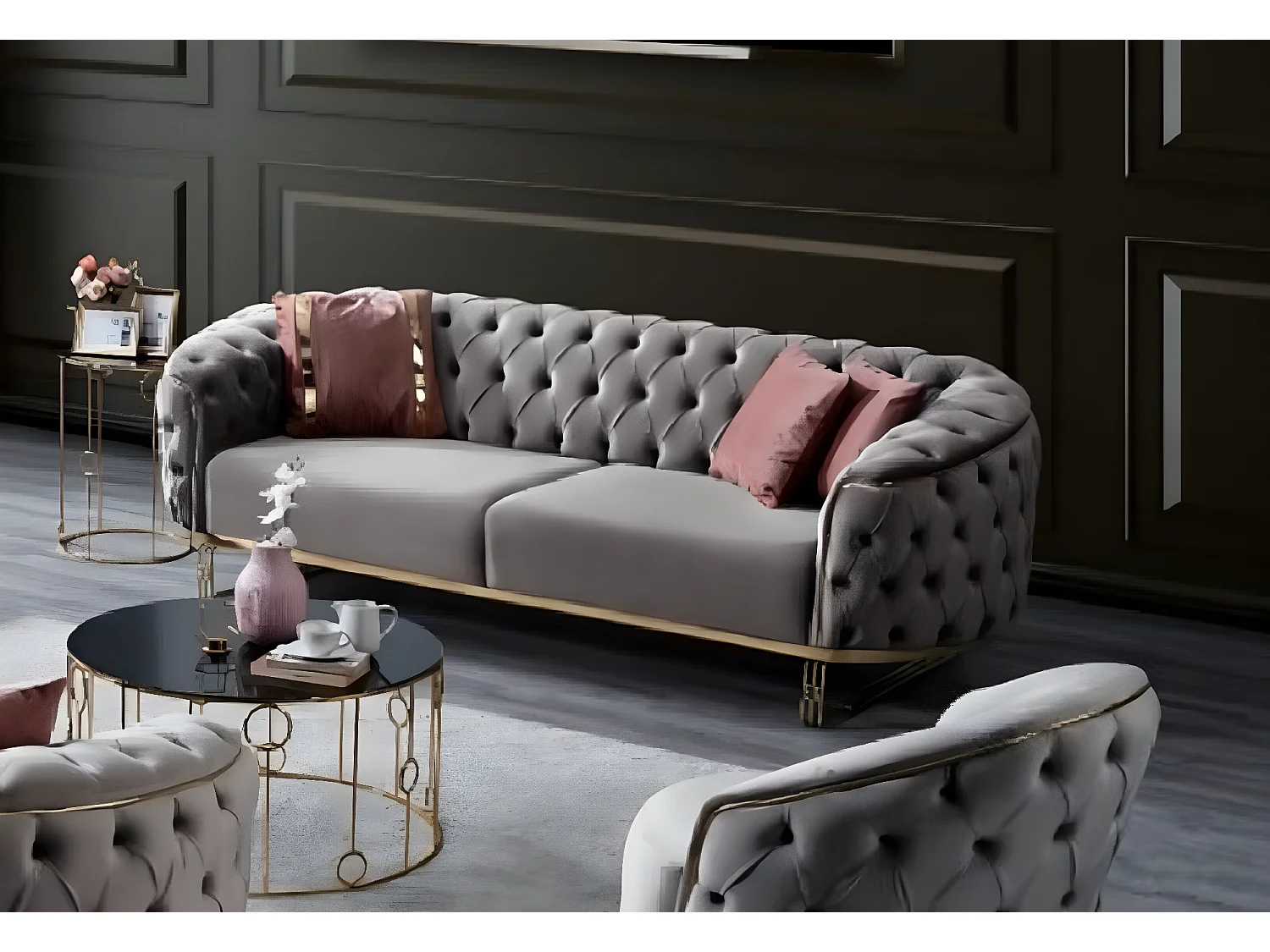 Ludvig (Set 3+3+1)/Tessuto-Grigio