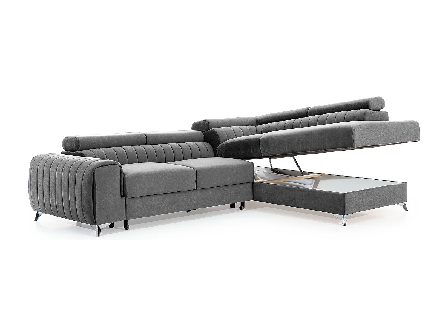 Ecksofa Genova R/Stoffbezug/Schwarz/An Lager