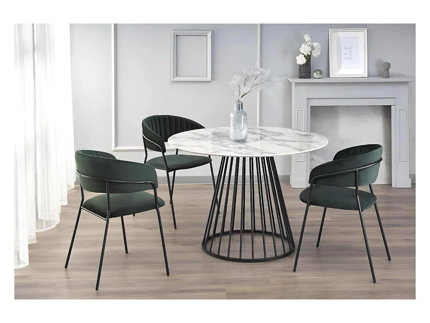 Esstisch Broadway/MDF/Furnier/Marmor Design/Weiss&Schwarz