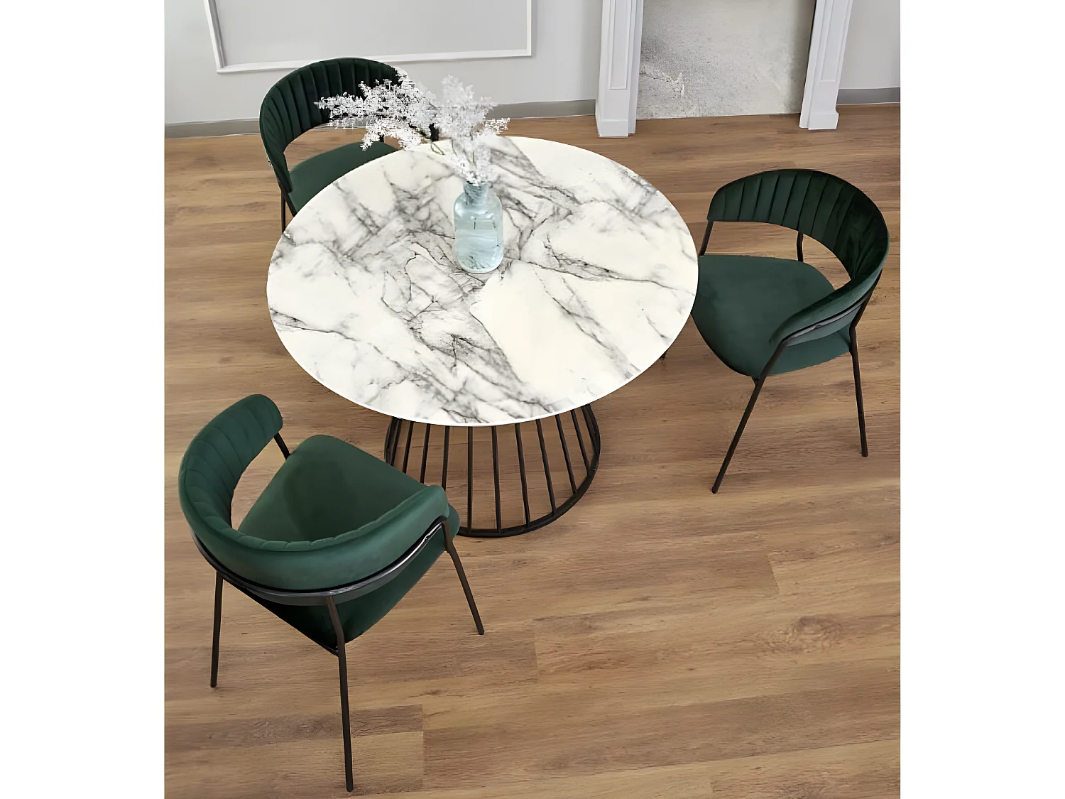 Esstisch Broadway/MDF/Furnier/Marmor Design/Weiss&Schwarz