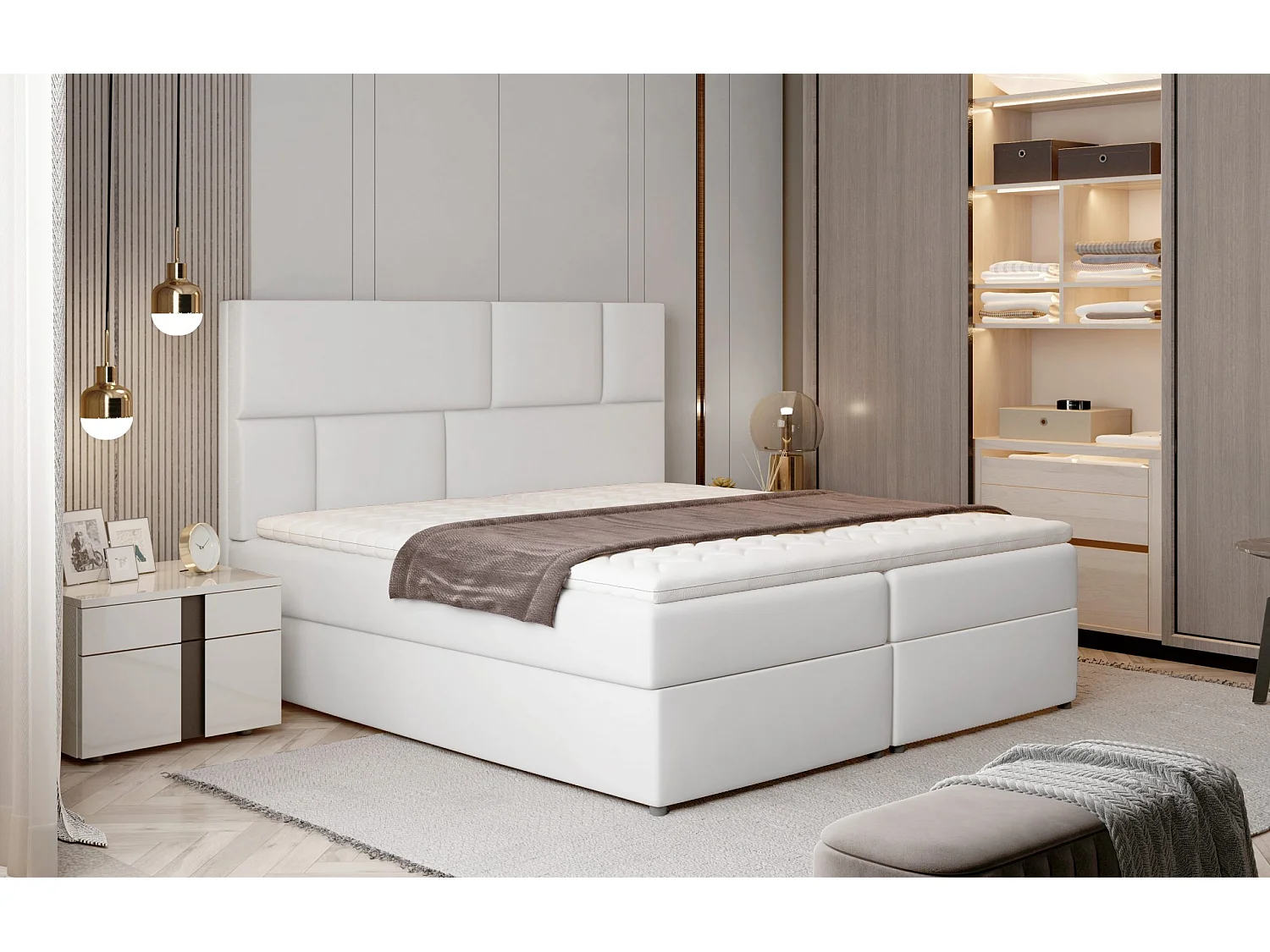 Boxspringbed Limbardo S (140x200)/Stof-Blauw