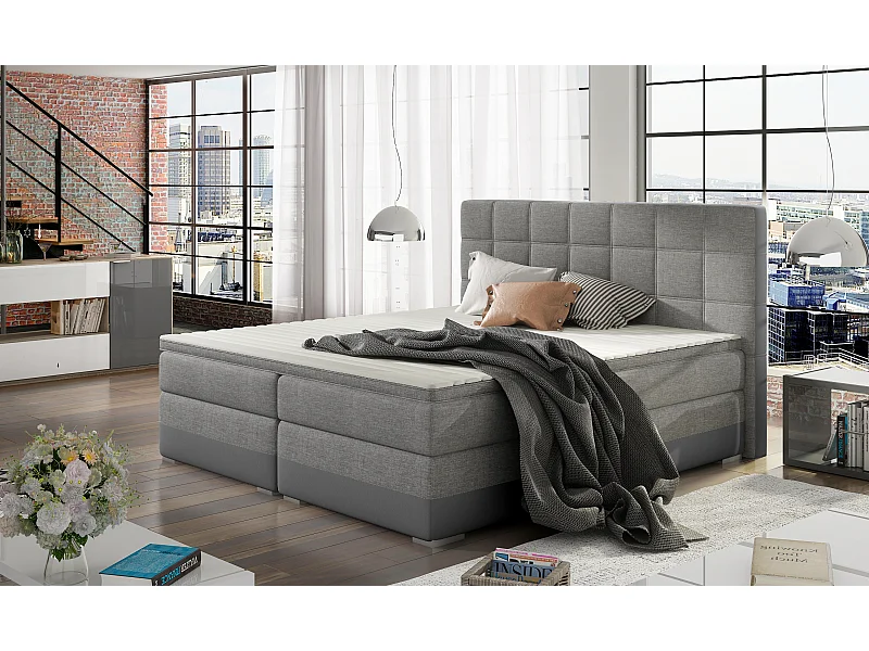 Box Spring Letto Luvre L (180x200)/Tessuto-Grigio