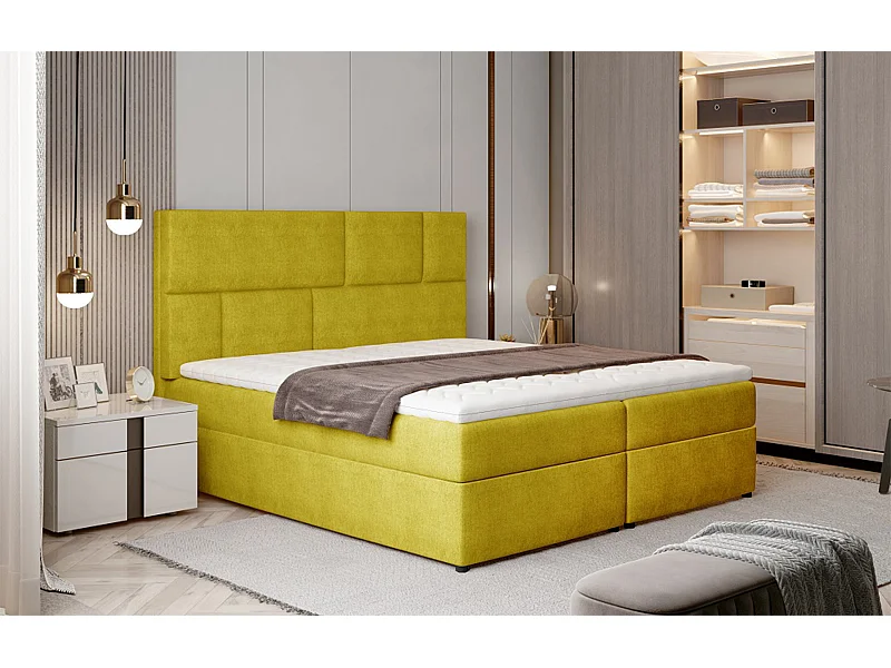 Boxspringbett Limbardo S (140x200)/Stoff-Gelb