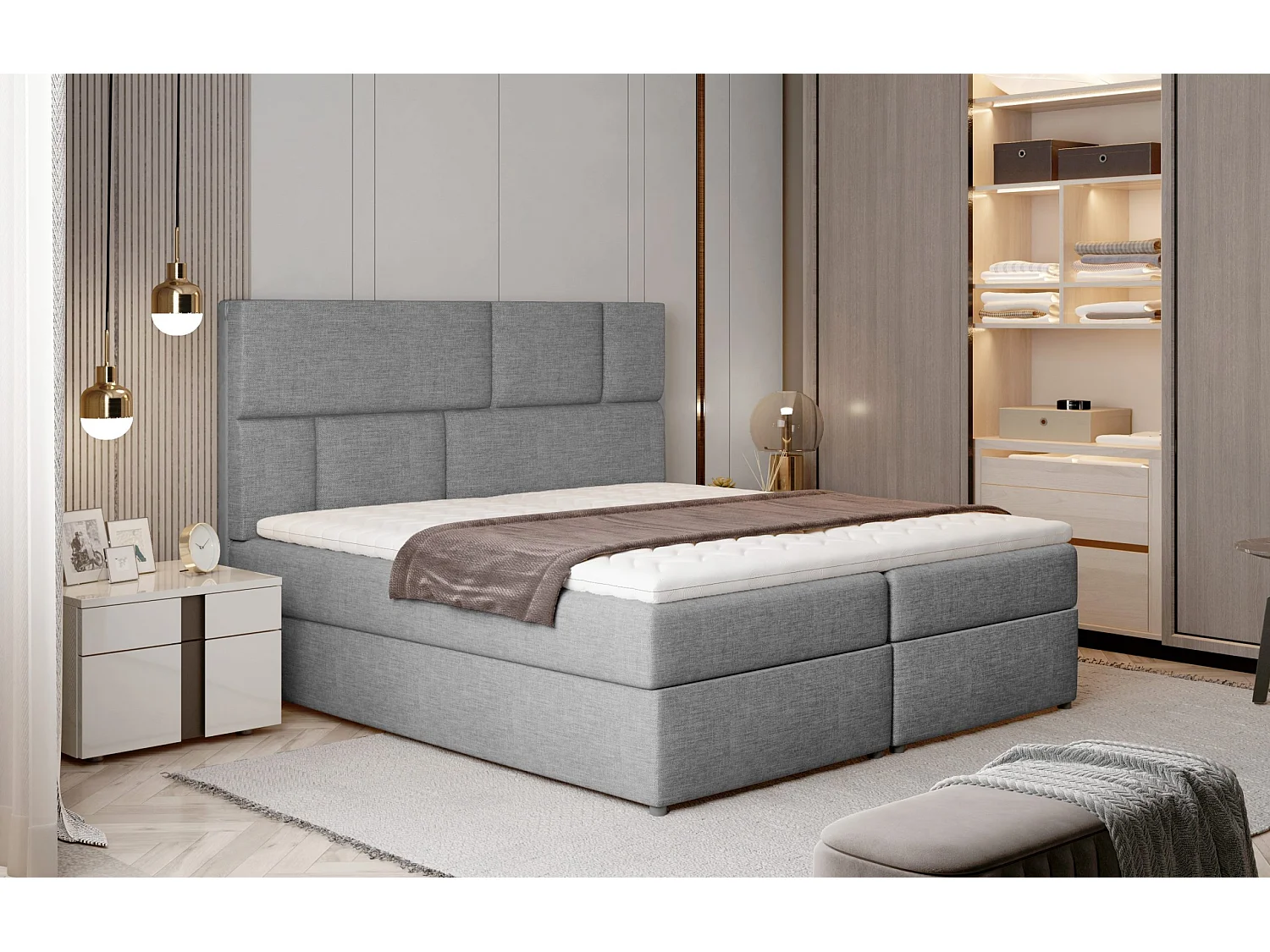 Box Spring Letto Limbardo S (140x200)/Tessuto-Giallo